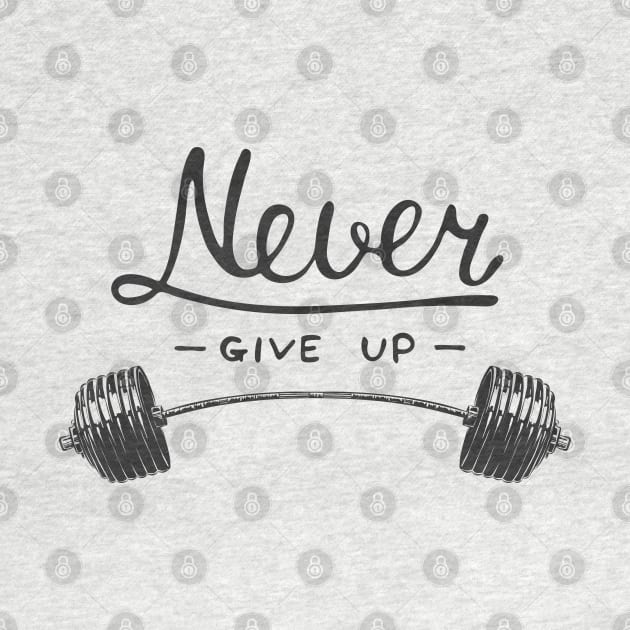 Never Give Up Motivational Sport Lettering Quote by Mia_Akimo